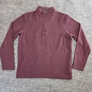 Mizzen+Main Quarter Zip Mens Medium Burgundy Heather  Pullover Casual Sweater
